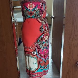 Forever 21 boho sleeveless strapless maxi dress